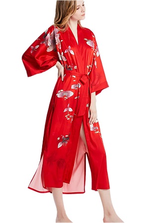 kimono de seda rojo de mujer